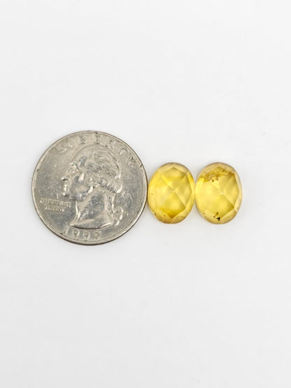 Amber Faceted Cabochon Pair