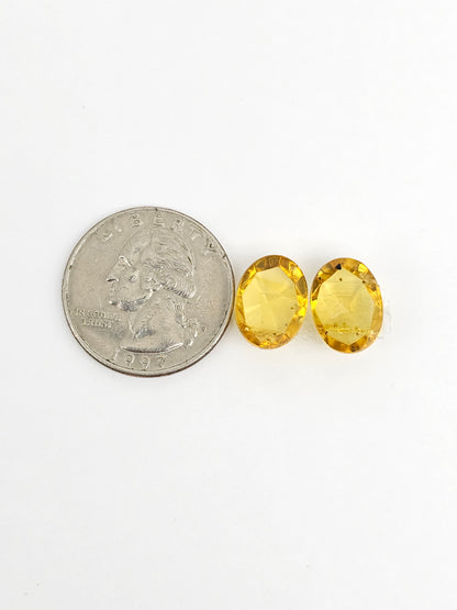 Amber Faceted Cabochon Pair