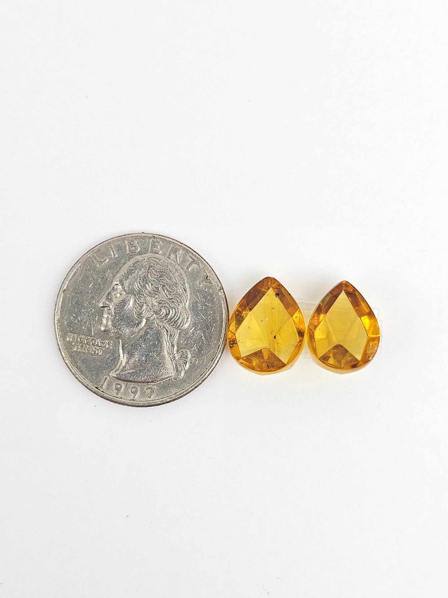 Amber Faceted Cabochon Pair