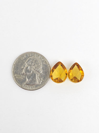 Amber Faceted Cabochon Pair