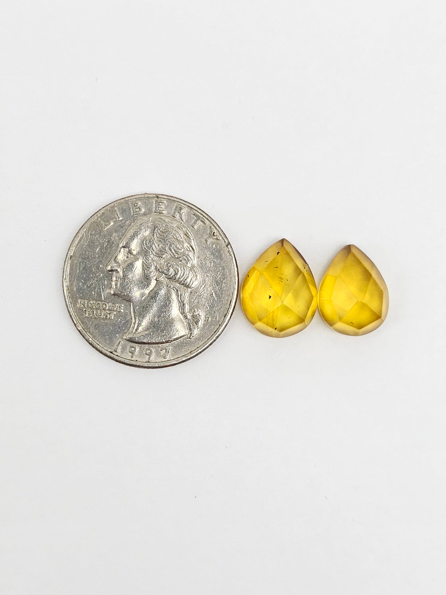 Amber Faceted Cabochon Pair