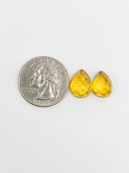 Amber Faceted Cabochon Pair