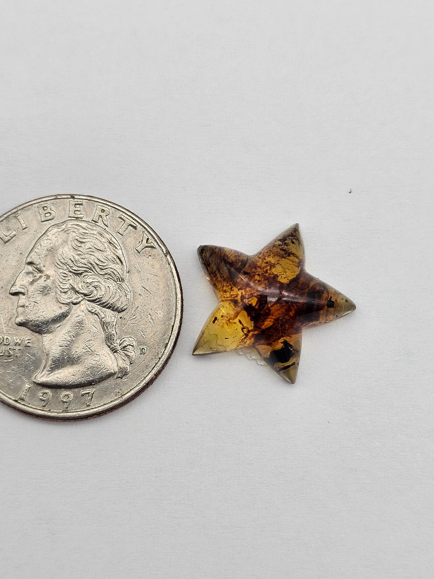 Amber authentic star cabochon large