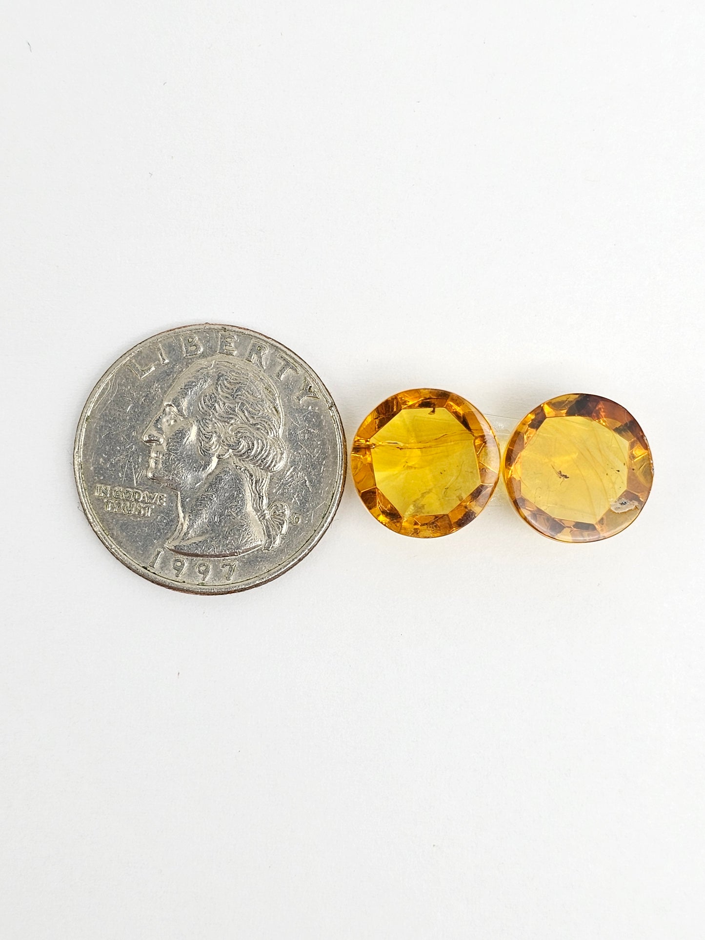 Amber Faceted Cabochon Pair