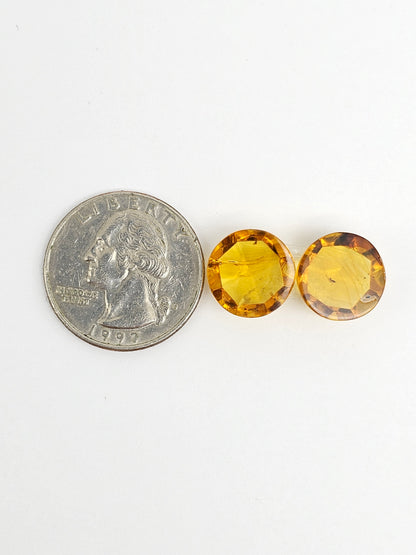 Amber Faceted Cabochon Pair