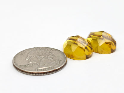 Amber Faceted Cabochon Pair