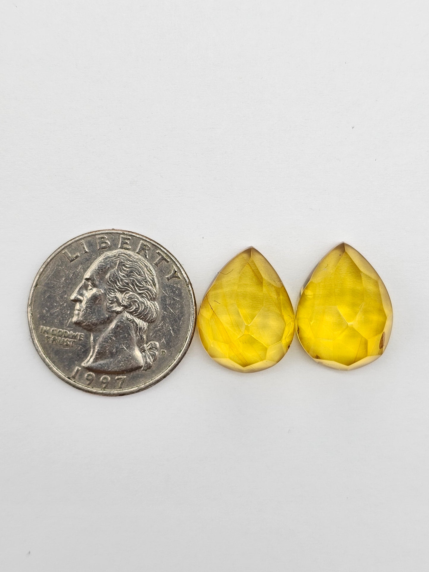 Amber Faceted Cabochon Pair
