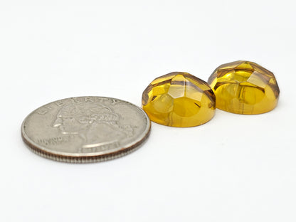 Amber Faceted Cabochon Pair