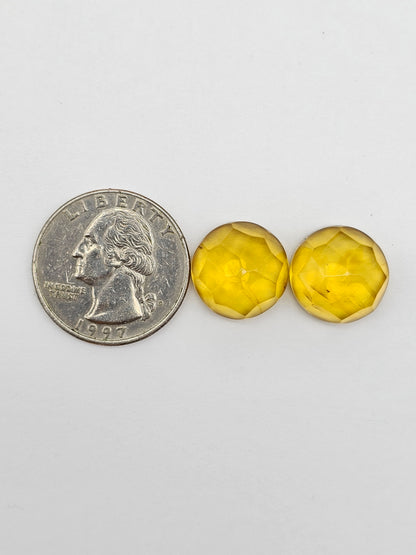 Amber Faceted Cabochon Pair