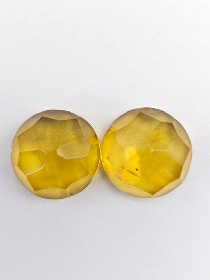 Amber Faceted Cabochon Pair