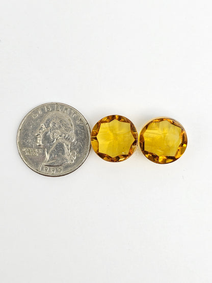 Amber Faceted Cabochon Pair