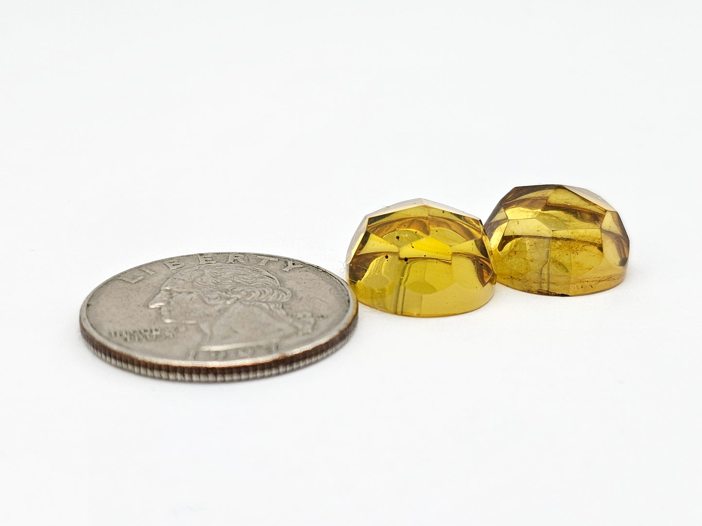 Amber Faceted Cabochon Pair