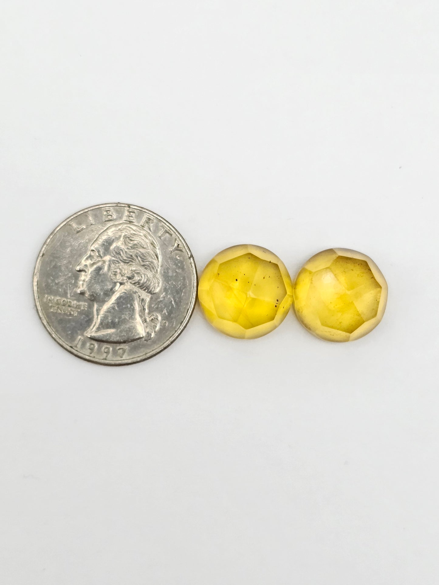 Amber Faceted Cabochon Pair