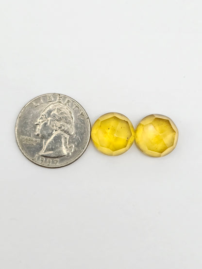 Amber Faceted Cabochon Pair