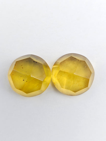 Amber Faceted Cabochon Pair