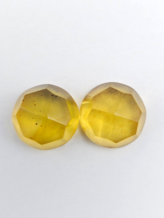 Amber Faceted Cabochon Pair