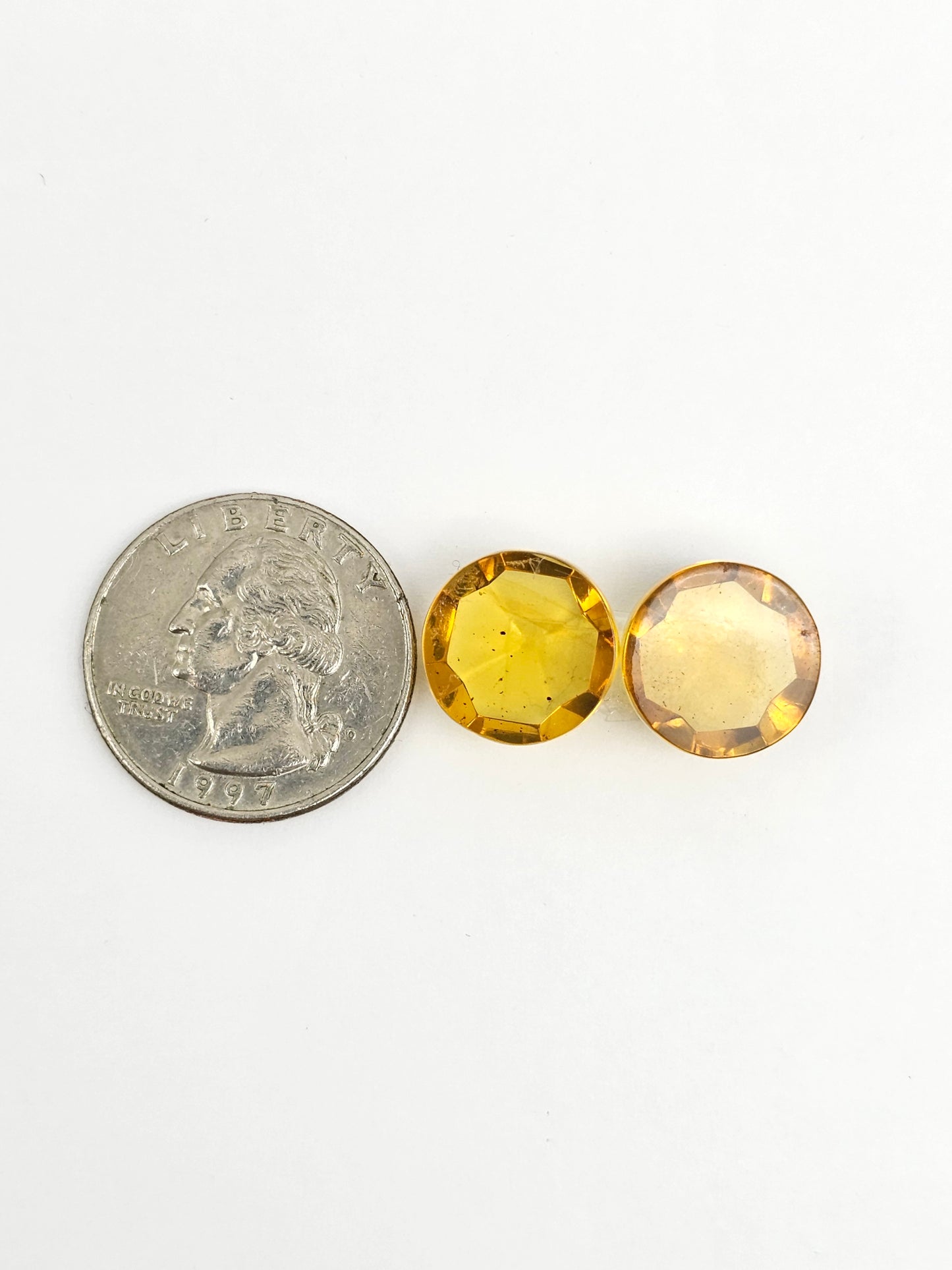 Amber Faceted Cabochon Pair