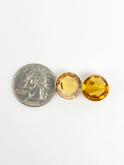 Amber Faceted Cabochon Pair