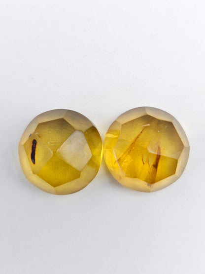 Amber Faceted Cabochon Pair