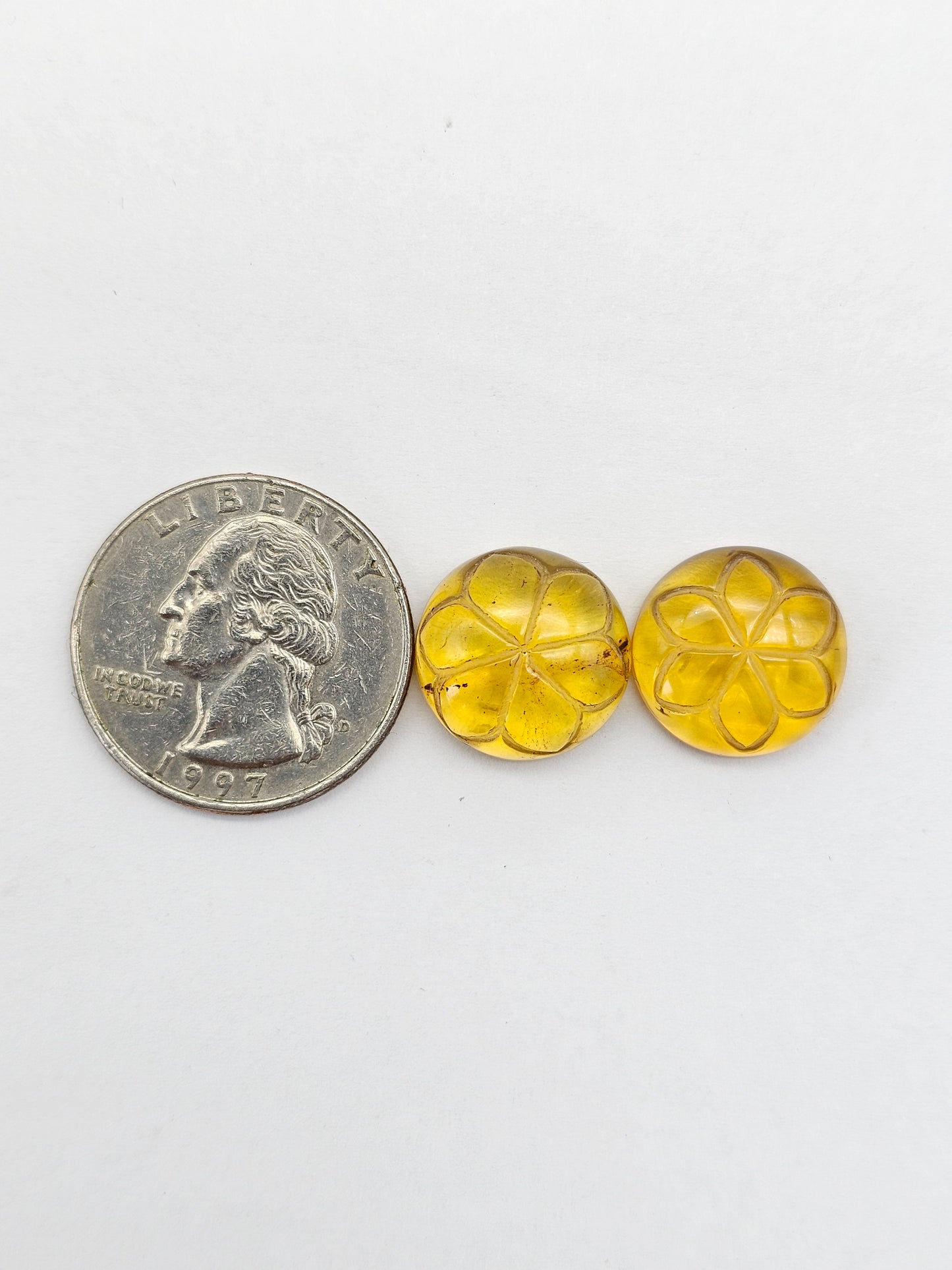 Amber Carved Flower Cabochon