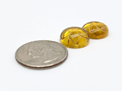 Amber Carved Flower Cabochon