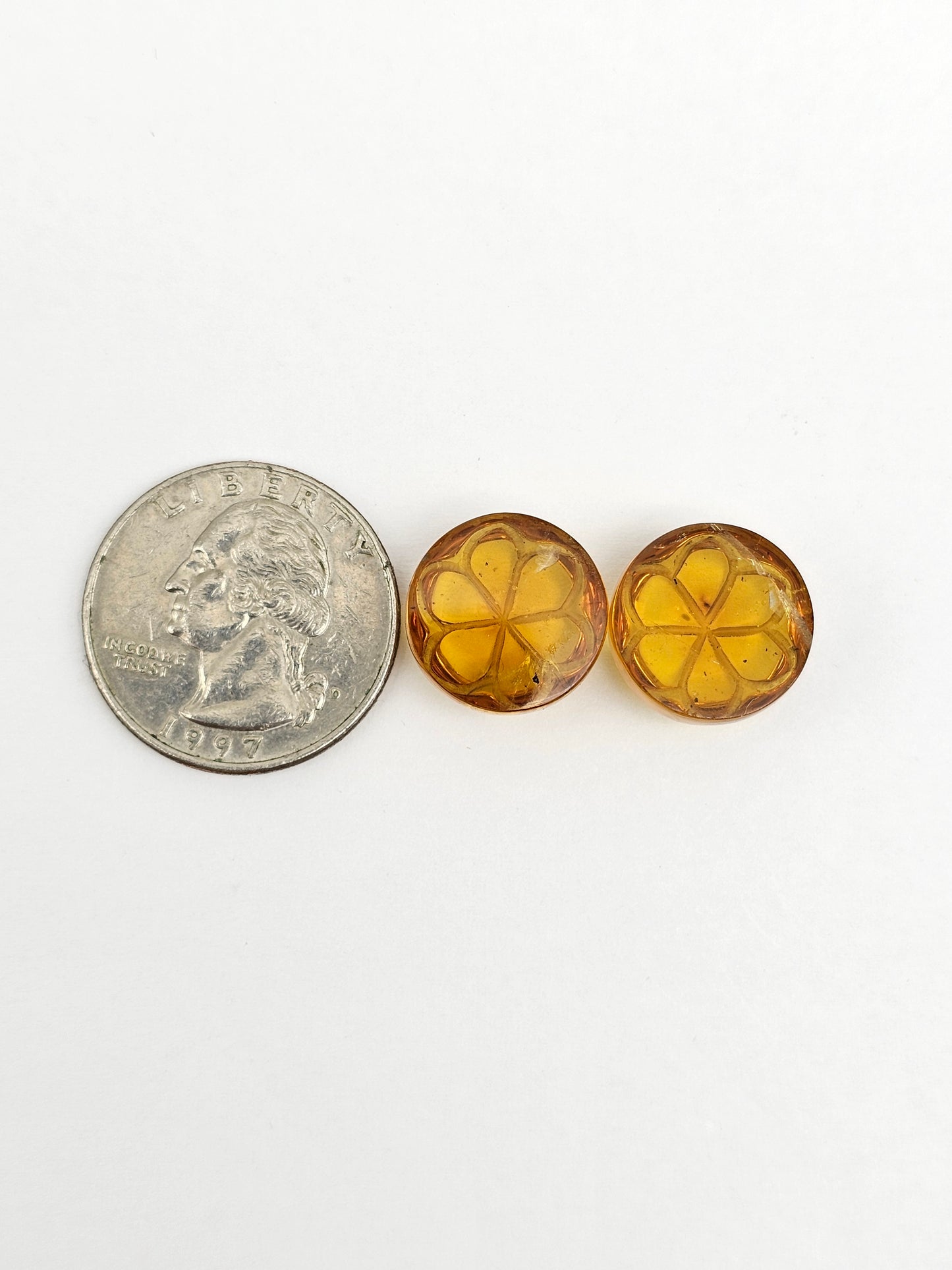 Amber Carved Flower Cabochon