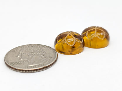 Amber Carved Flower Cabochon
