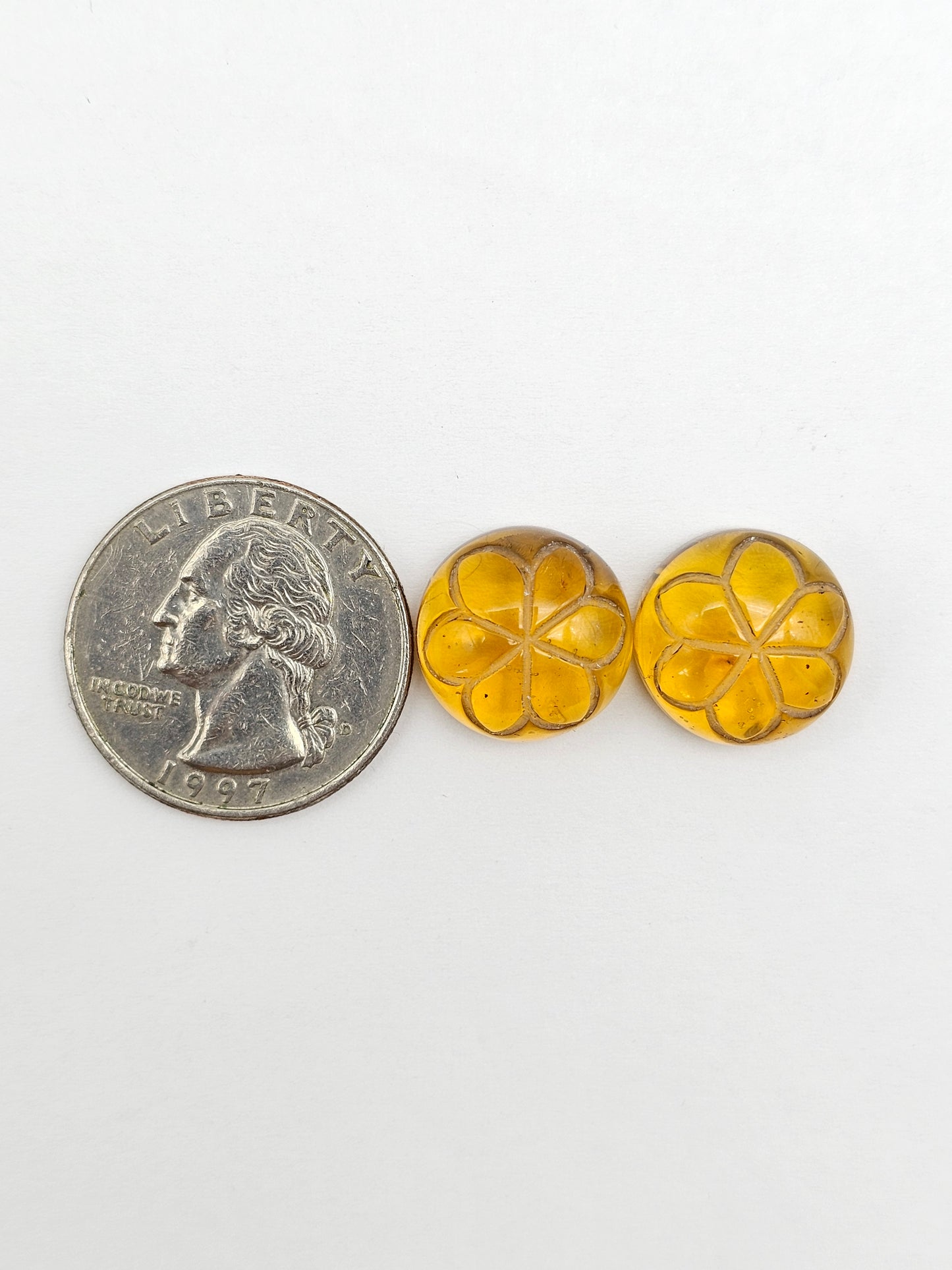Amber Carved Flower Cabochon