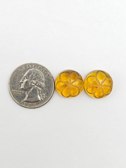 Amber Carved Flower Cabochon