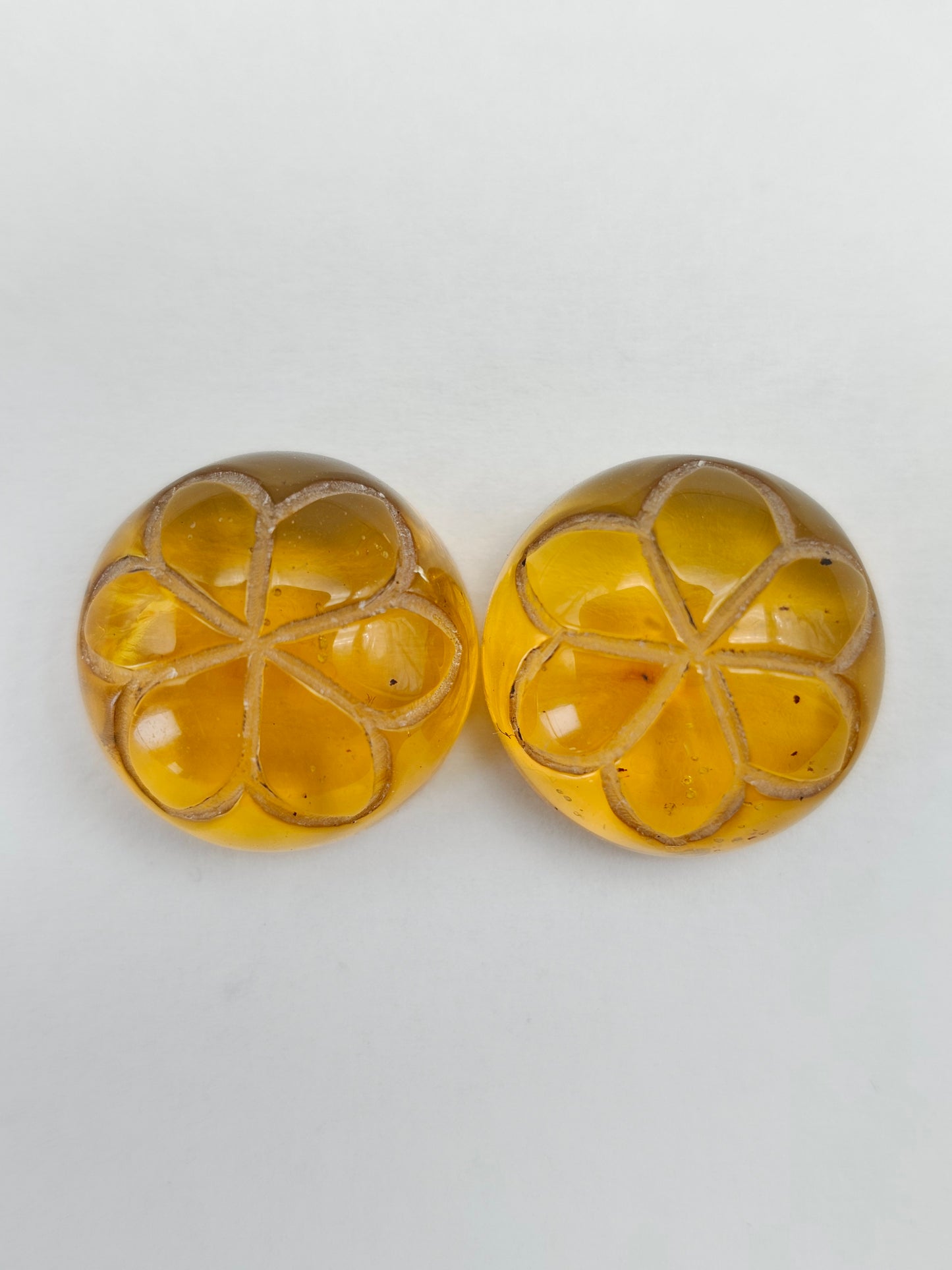 Amber Carved Flower Cabochon