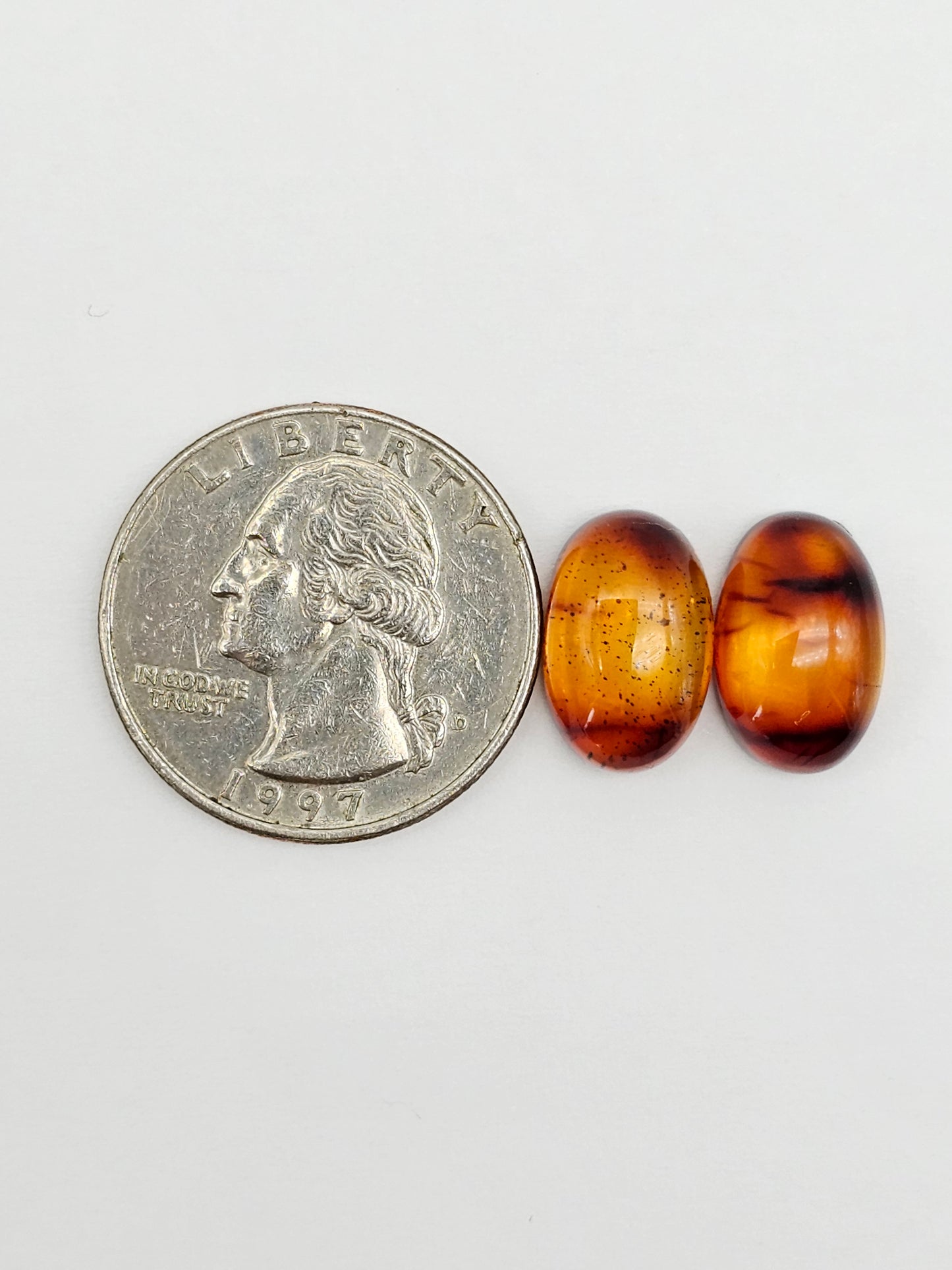 Amber Red Cabochon Pair