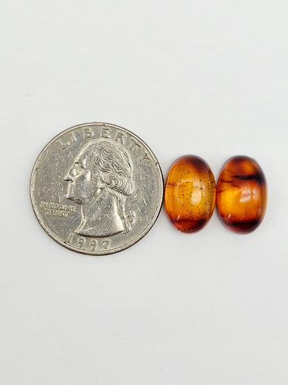 Amber Red Cabochon Pair