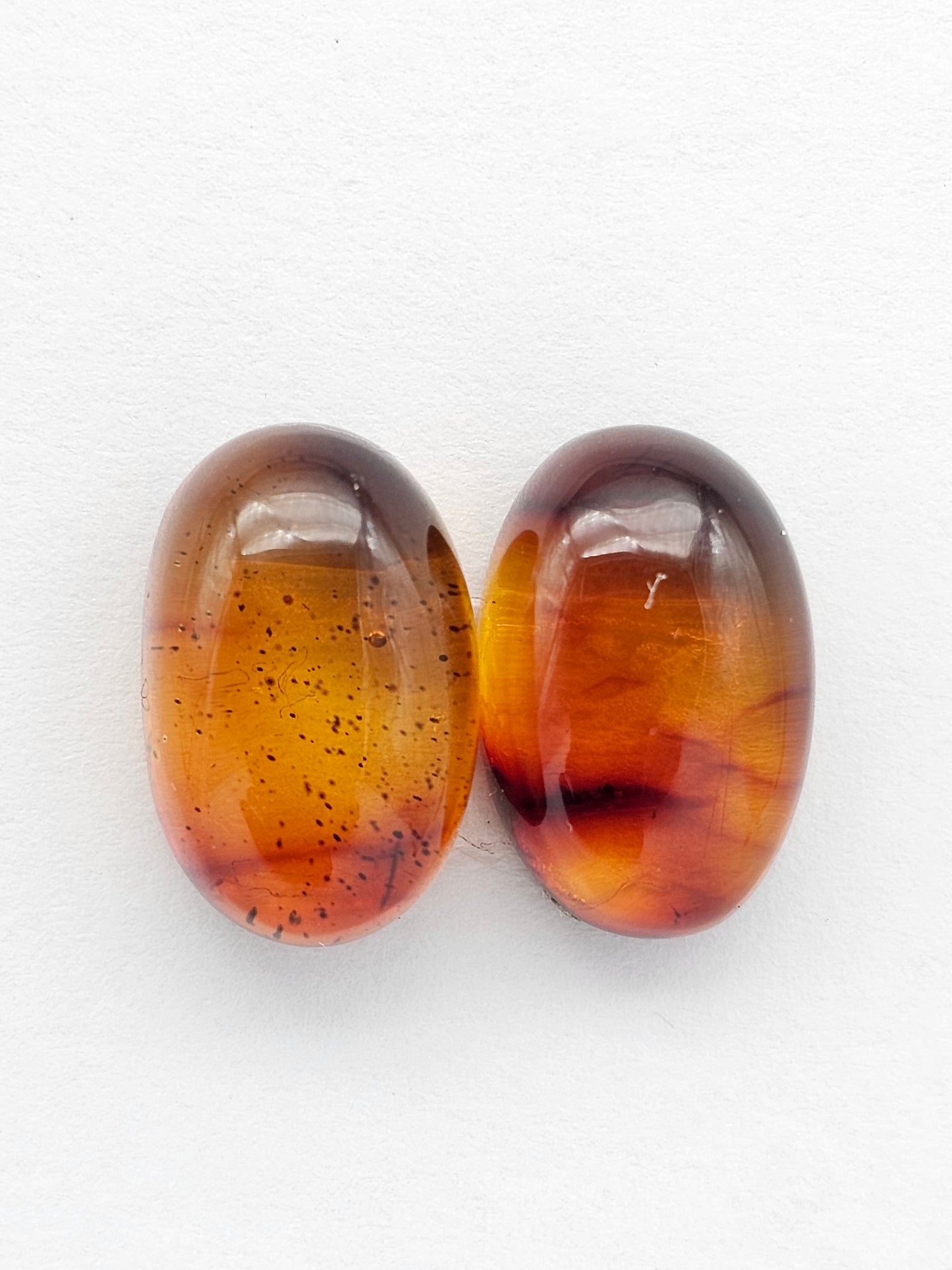 Amber Red Cabochon Pair