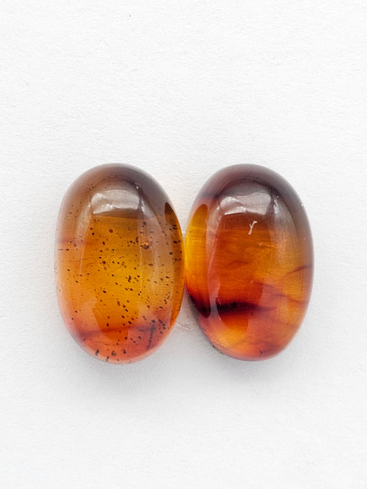 Amber Red Cabochon Pair