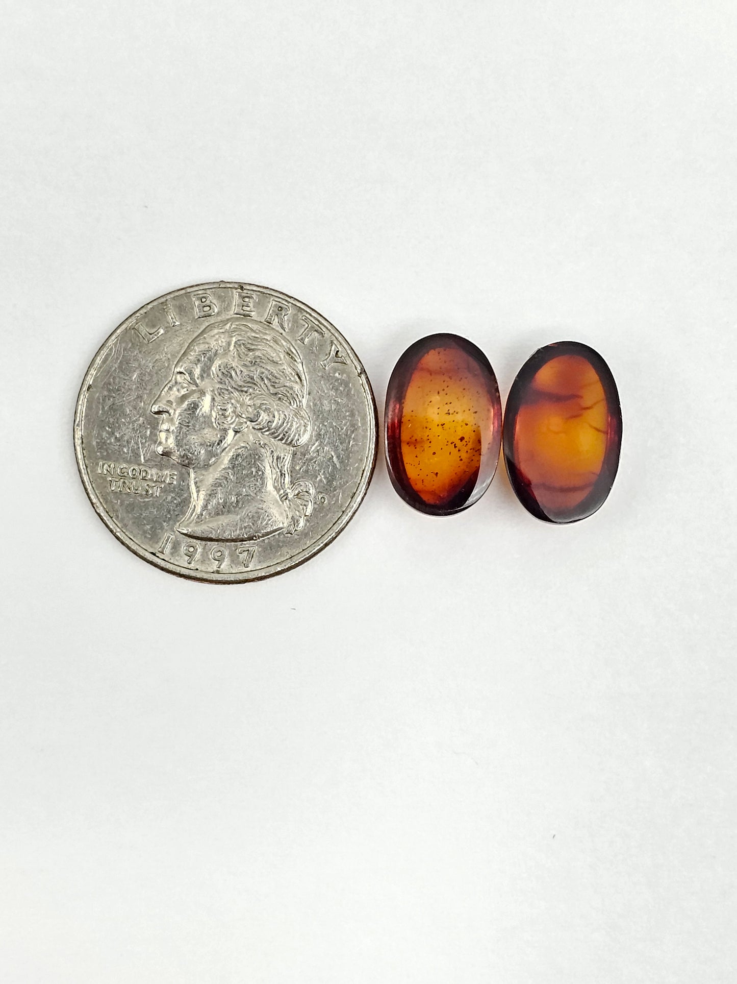 Amber Red Cabochon Pair