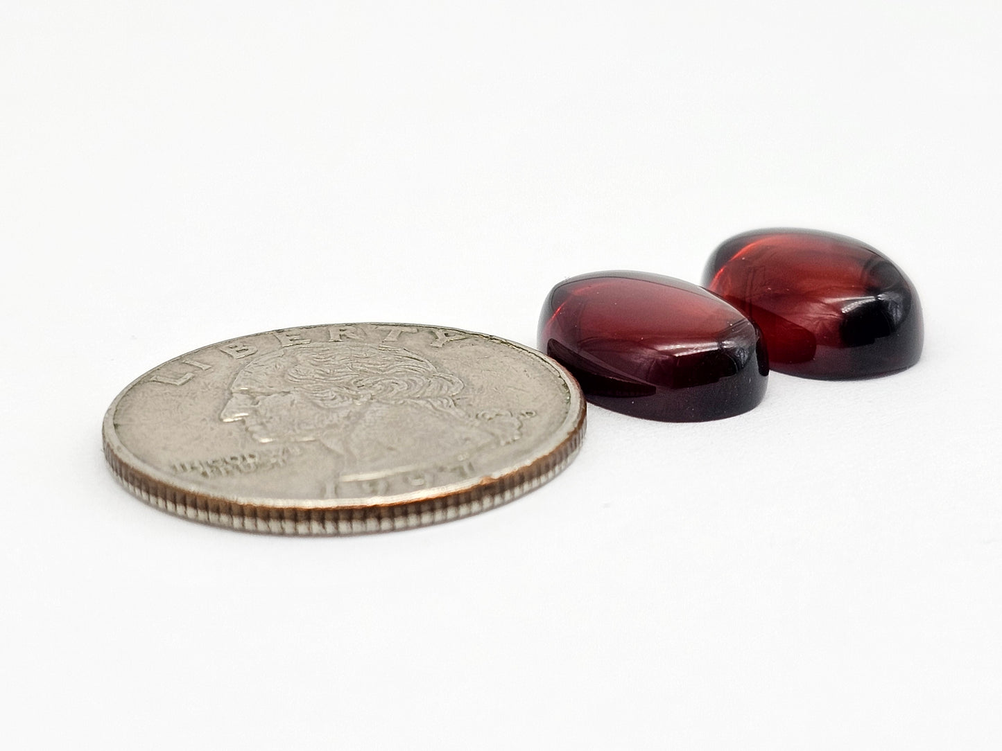 Amber Red Cabochon Pair