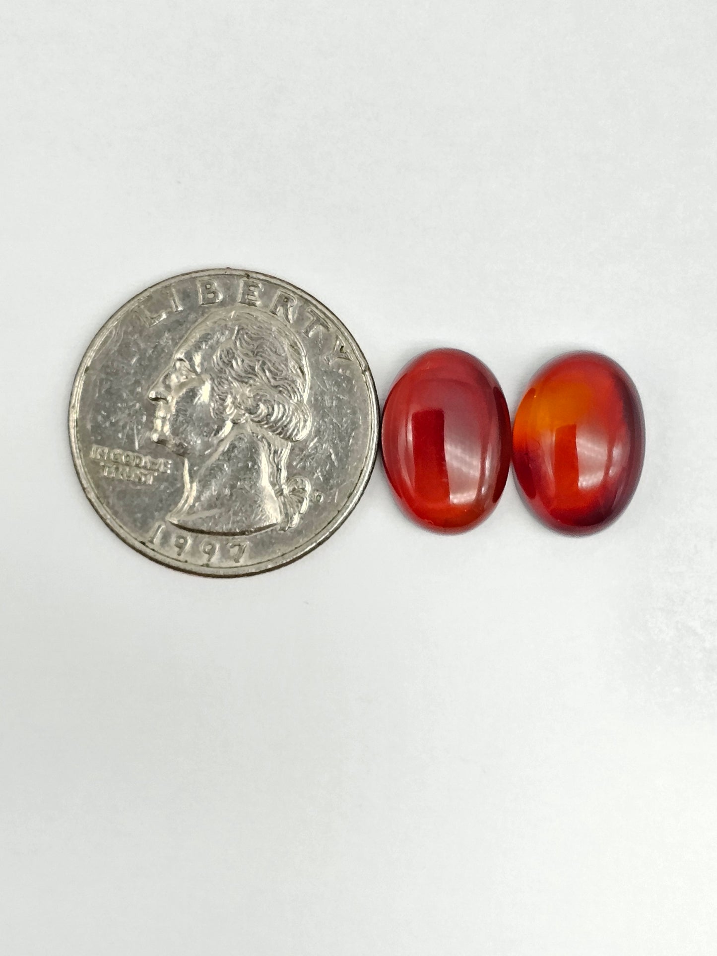 Amber Red Cabochon Pair