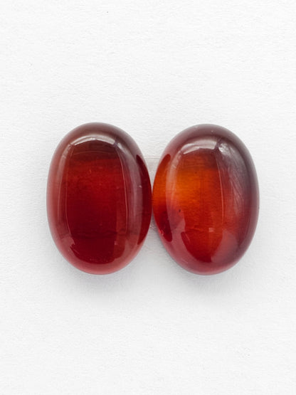 Amber Red Cabochon Pair
