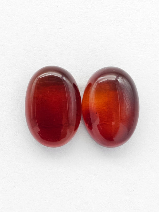 Amber Red Cabochon Pair