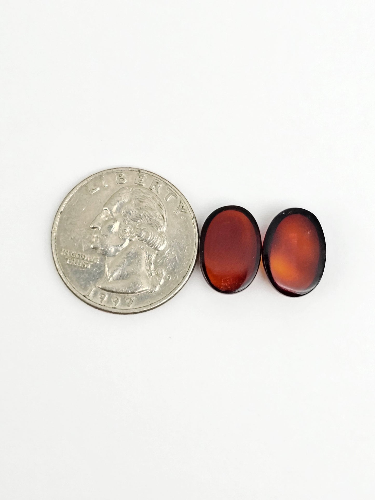 Amber Red Cabochon Pair