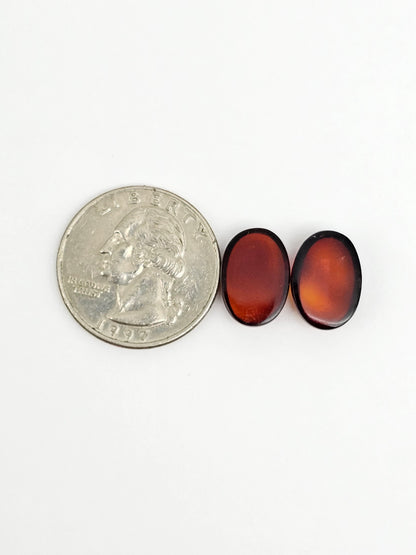 Amber Red Cabochon Pair