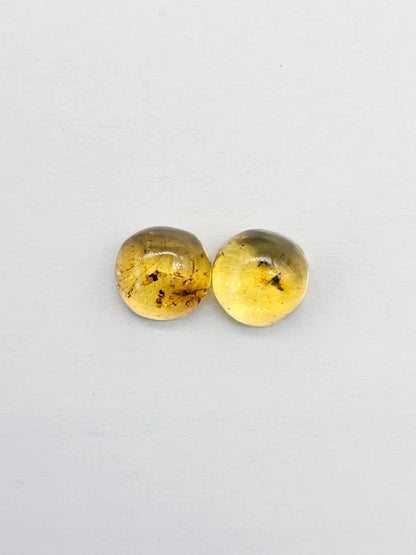 Amber cabochon pair | Artisan Cut Gemstone
