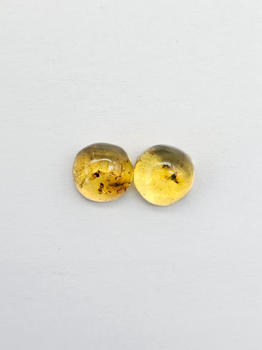 Amber cabochon pair | Artisan Cut Gemstone