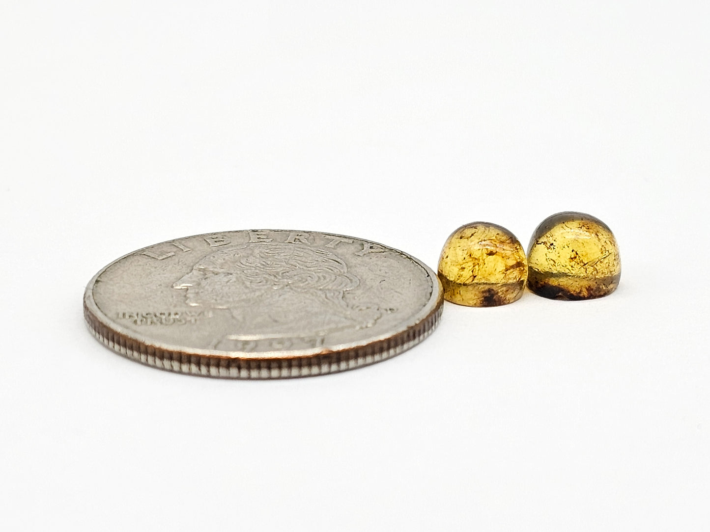 Amber cabochon pair | Artisan Cut Gemstone