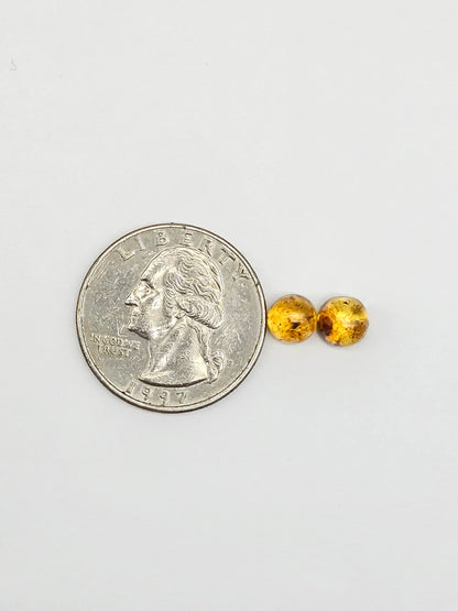 Amber cabochon pair | Artisan Cut Gemstone