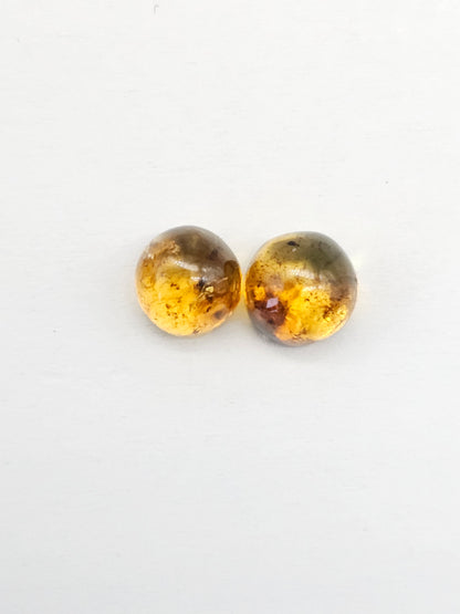Amber cabochon pair | Artisan Cut Gemstone