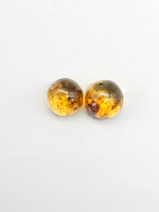 Amber cabochon pair | Artisan Cut Gemstone