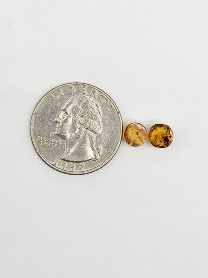 Amber cabochon pair | Artisan Cut Gemstone