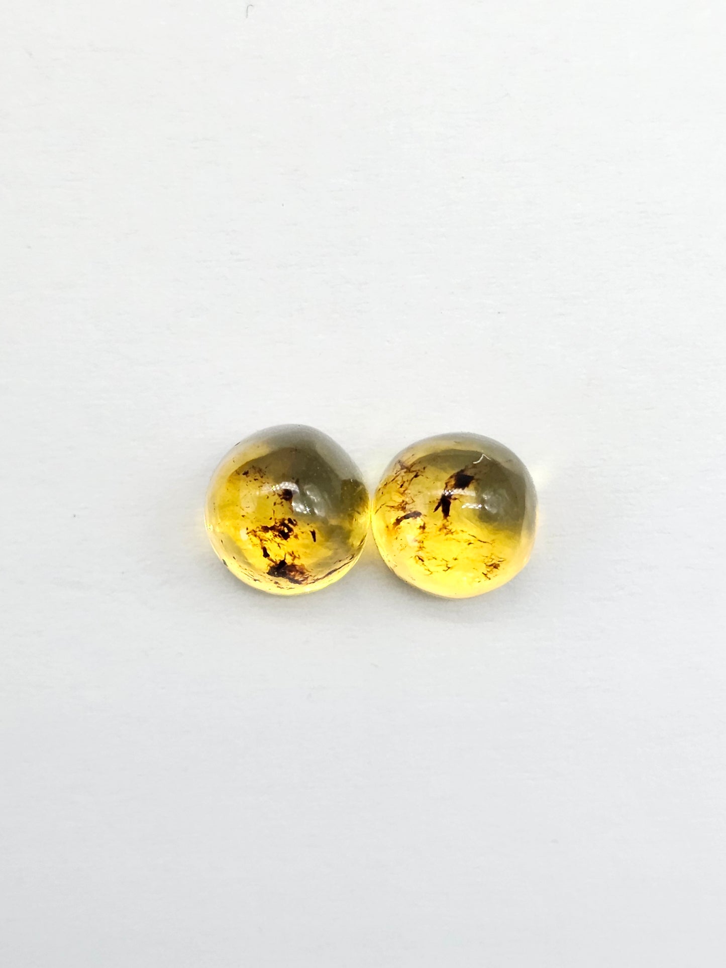 Amber cabochon pair | Artisan Cut Gemstone