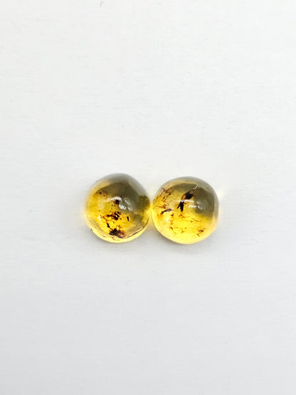 Amber cabochon pair | Artisan Cut Gemstone
